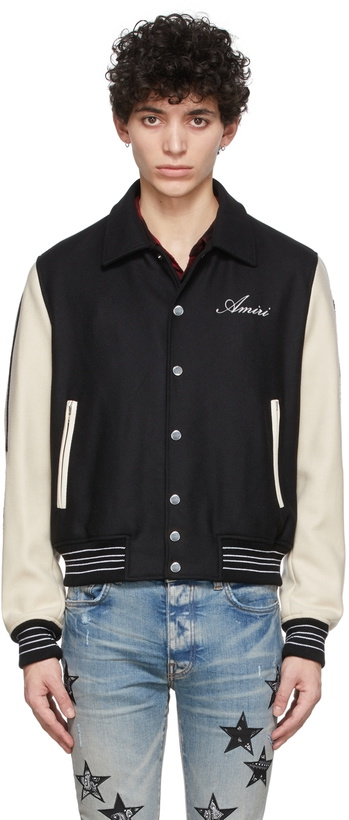 Photo: AMIRI Black & Off-White Bones Varsity Jacket