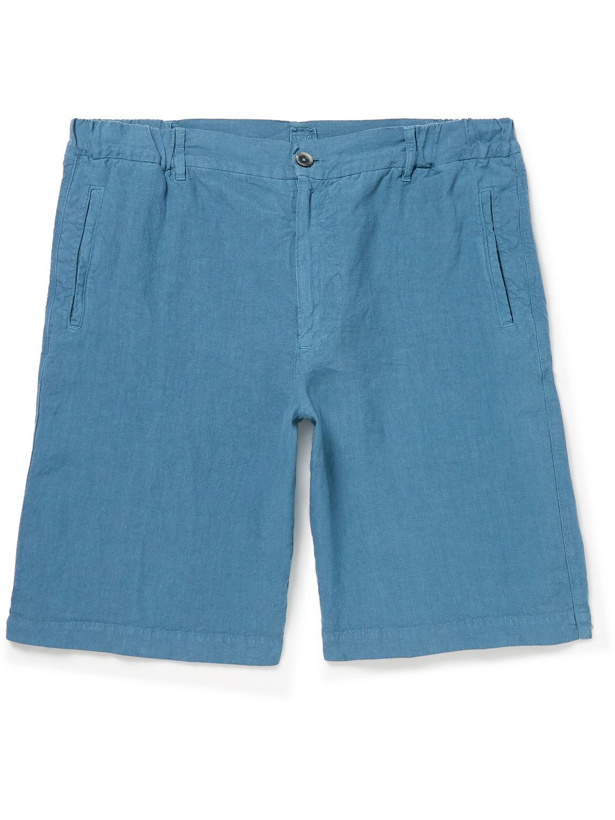 Photo: 120% - Straight-Leg Linen-Gauze Bermuda Shorts - Blue
