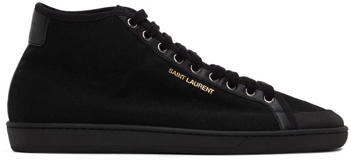 Photo: Saint Laurent Black Court Classic SL/39 Mid Sneakers