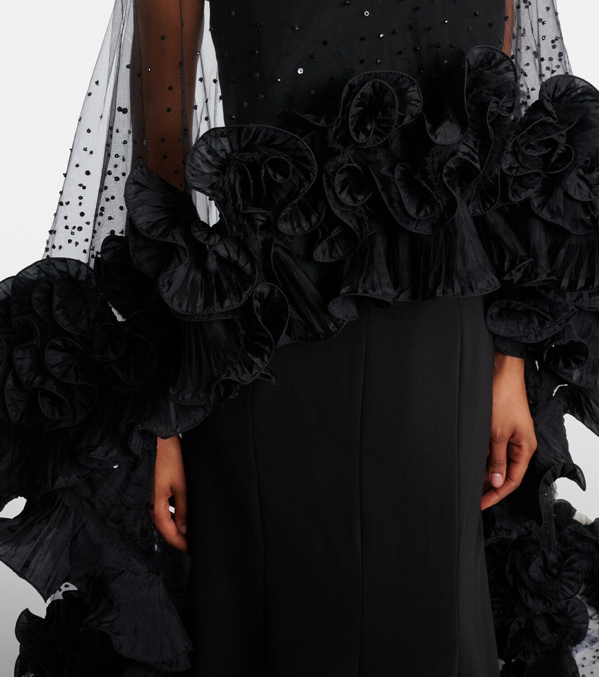 Jenny Packham Ruffled caped gown