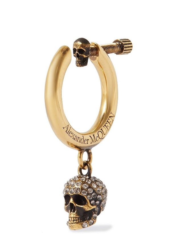 Photo: Alexander McQueen - Burnished Gold-Tone Crystal Single Clip Hoop Earring