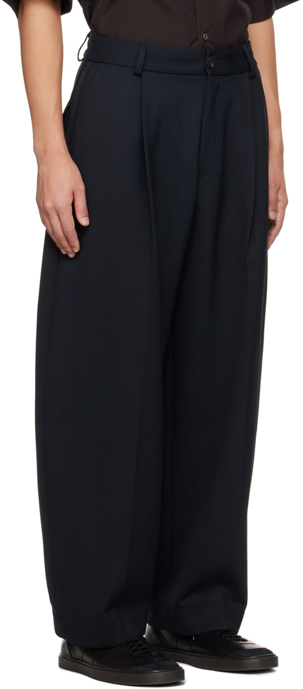 Studio Nicholson Navy Ellis Trousers Studio Nicholson