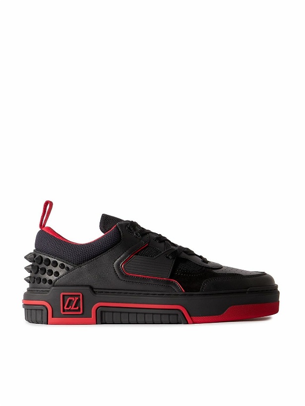 Photo: Christian Louboutin - Astroloubi Spiked Leather, Suede and Mesh Sneakers - Black