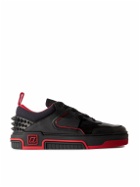 Christian Louboutin - Astroloubi Spiked Leather, Suede and Mesh Sneakers - Black