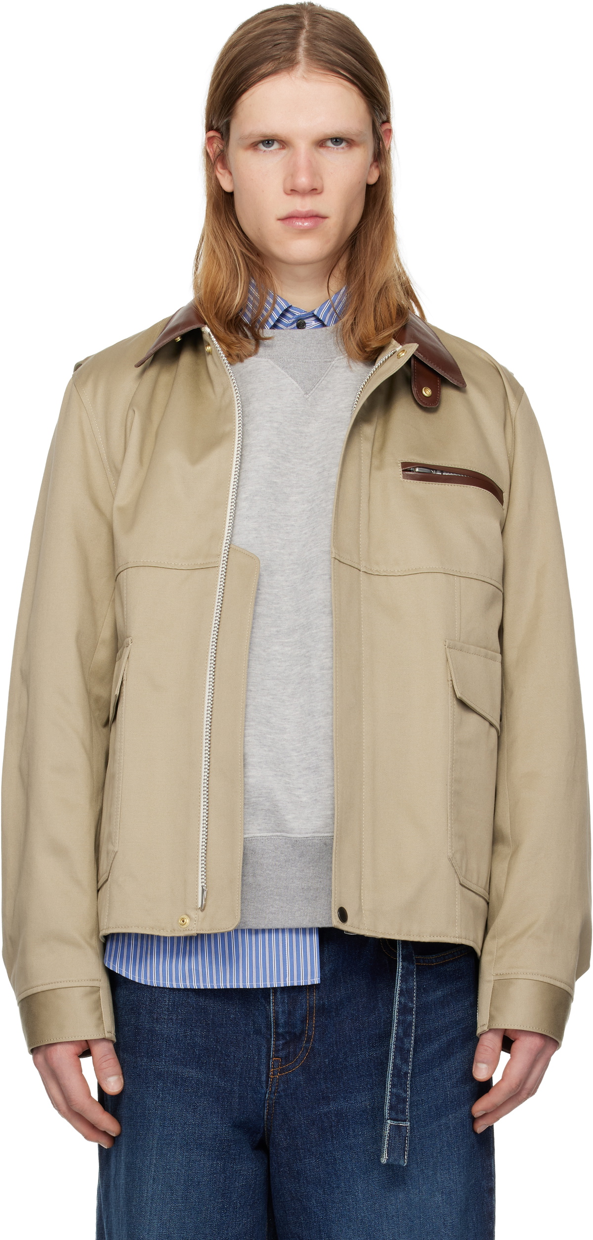 sacai Beige Cotton Chino Jacket Sacai