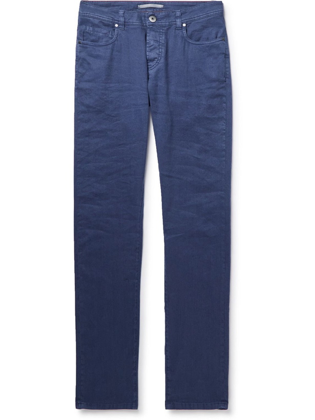 Photo: Loro Piana - Slim-Fit Linen-Blend Twill Trousers - Blue