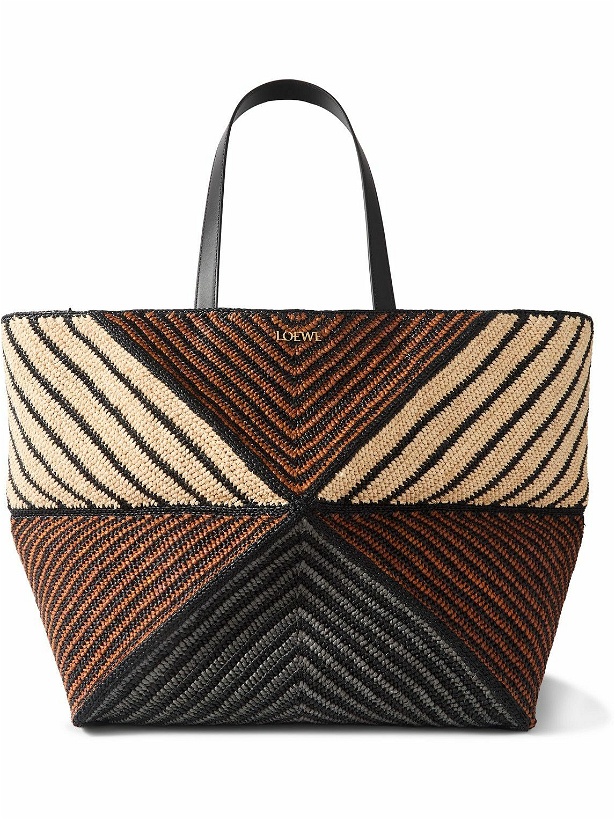 Photo: LOEWE - Puzzle Fold Extra-Large Leather-Trimmed Raffia Tote Bag