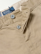 Polo Ralph Lauren - Straight-Leg Embroidered Distressed Cotton-Twill Trousers - Brown