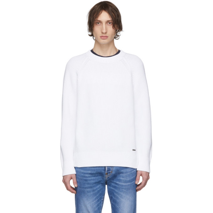 Photo: Dsquared2 White Plain Pullover Sweater