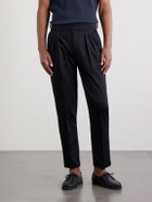 Mr P. - Steve Tapered Pleated Cotton Trousers - Black