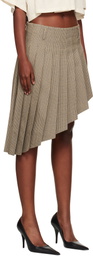 We11done Beige Asymmetric Checked Midi Skirt