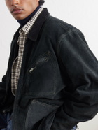 RRL - Chrysler Corduroy-Trimmed Suede Jacket - Blue