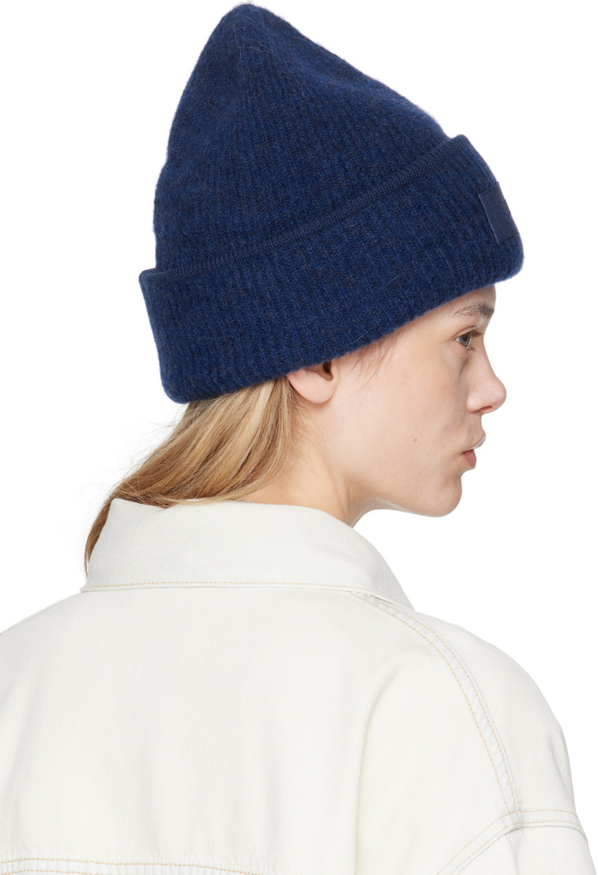 Jacquemus Navy Ribbed Cuff Beanie with Logo Patch Jacquemus Navy Le Chouchou  main image 2