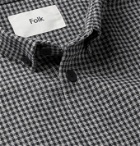 Folk - Button-Down Collar Checked Cotton-Flannel Shirt - Blue