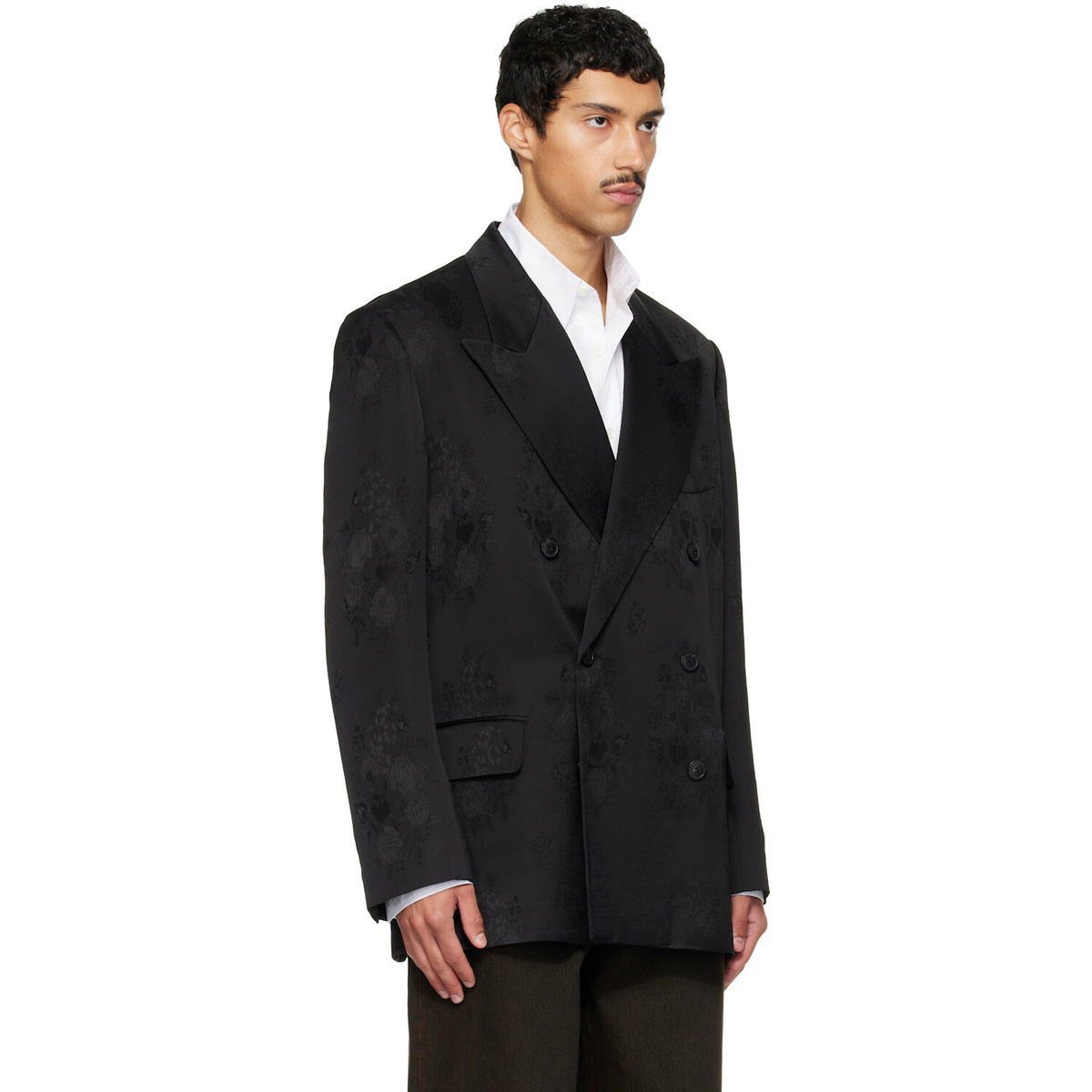 Dries Van Noten Black Oversized Jacquard Blazer