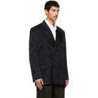 Dries Van Noten Black Oversized Jacquard Blazer