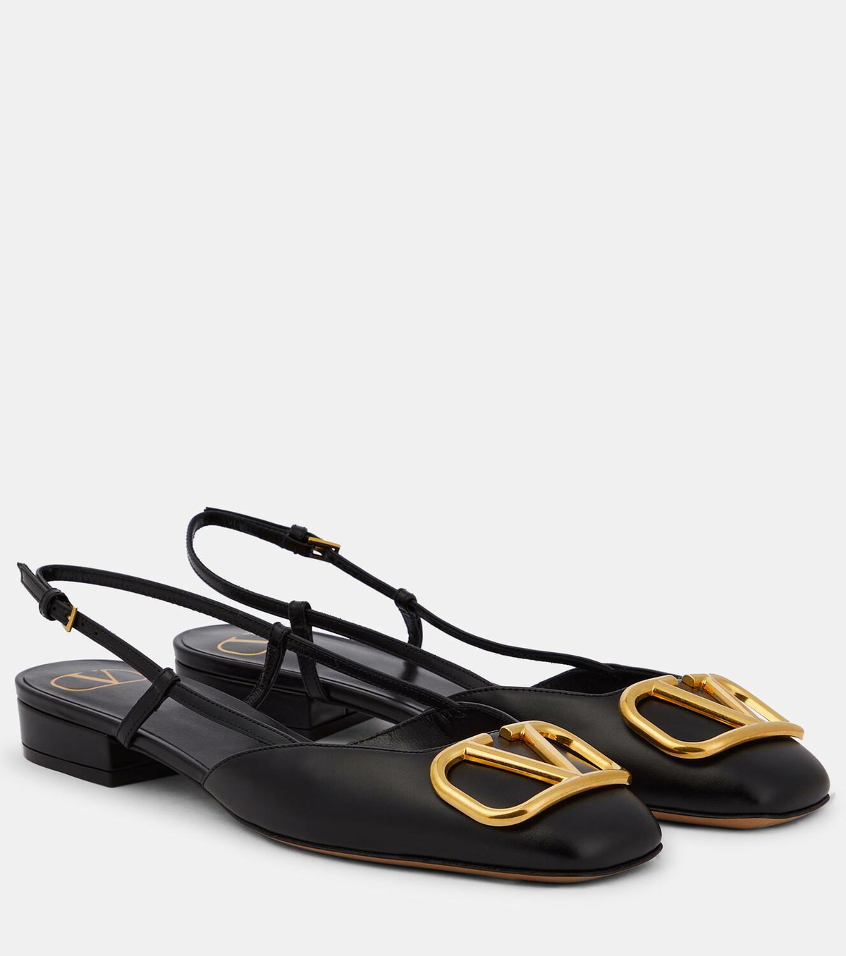 【関税＆送料込み】Valentino Garavani Vlogo Leather Slingba Valentino Garavani - Cannelle VLogo Rose Leather Slingback, 80mm