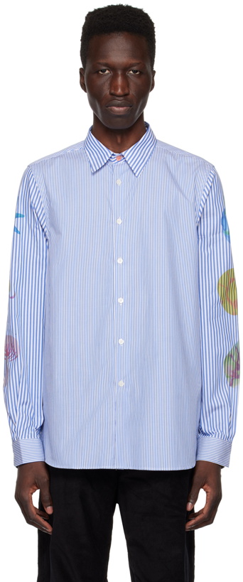 Photo: PS by Paul Smith Blue Printed Stripe Shirt