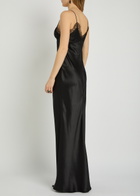 Nili Lotan Sylas Lace-trim Silk Maxi Slip Dress Black
