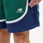 New Balance Men's Hoops Fleece Shorts in Team Forest Green