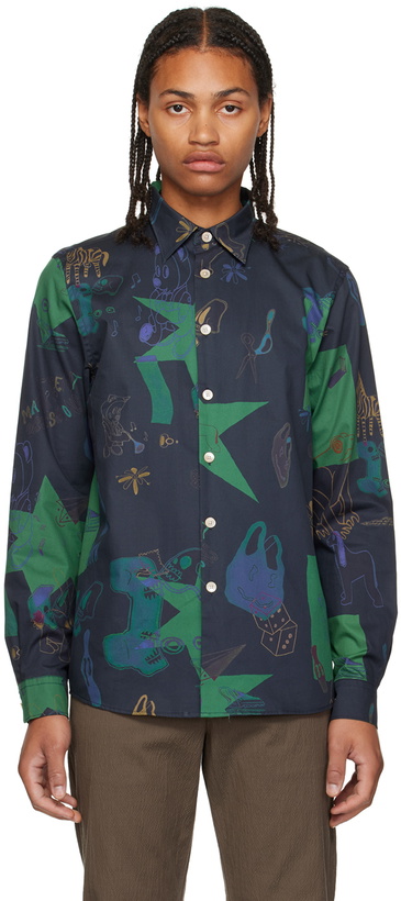 Photo: PS by Paul Smith Navy Magnificent Obsessions Shirt