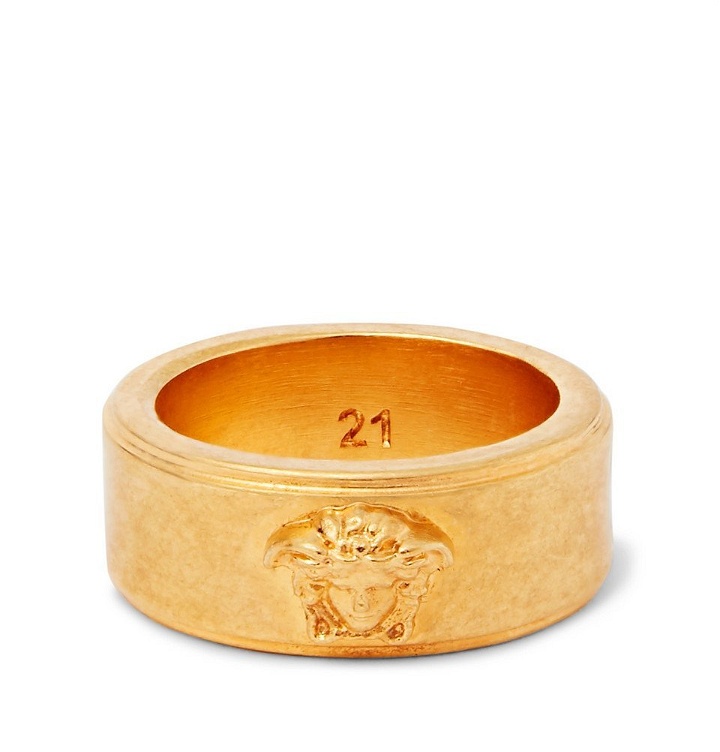 Photo: Versace - Logo-Detailed Gold-Tone and Enamel Ring - Gold