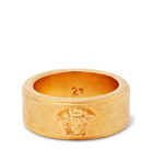 Versace - Logo-Detailed Gold-Tone and Enamel Ring - Gold