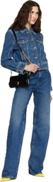 BALMAIN Blue Cropped Denim Jacket