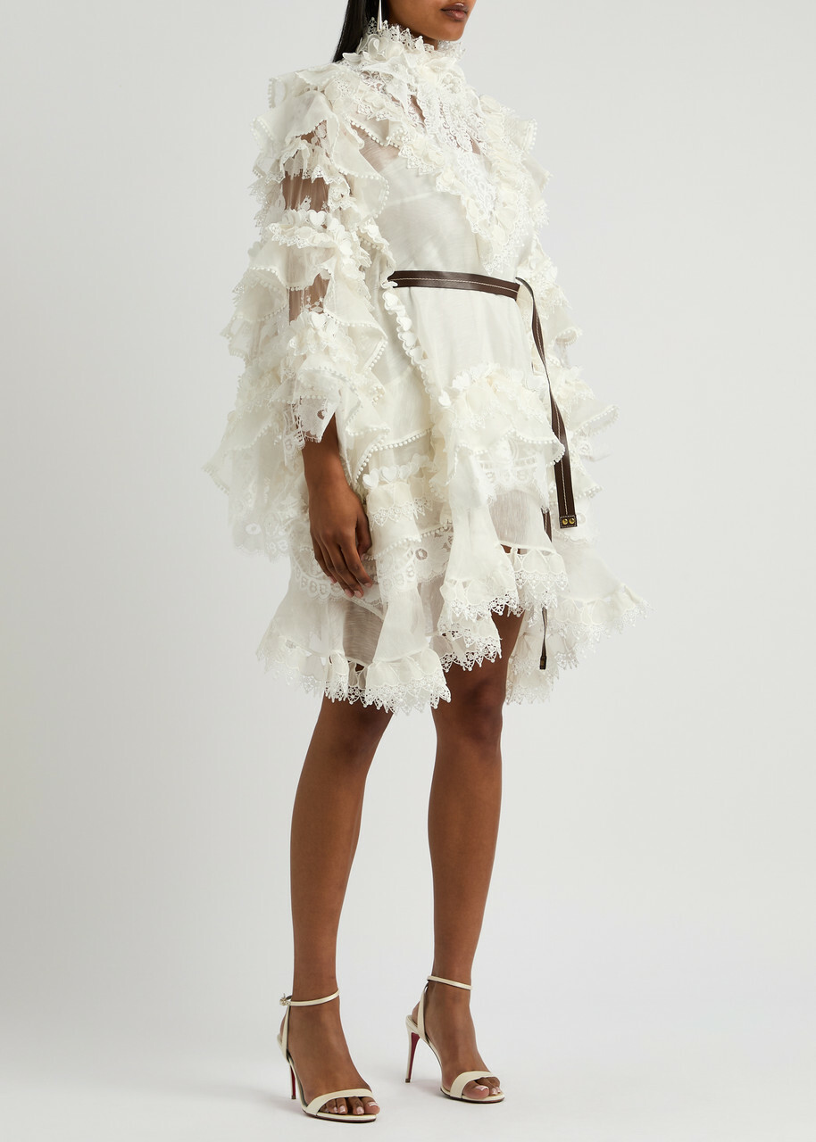 【Zimmermann】Crush bow-detail リネン ミディ☆関税込 Crush Twist Front Mini Dress Multi Floral Online | Zimmermann