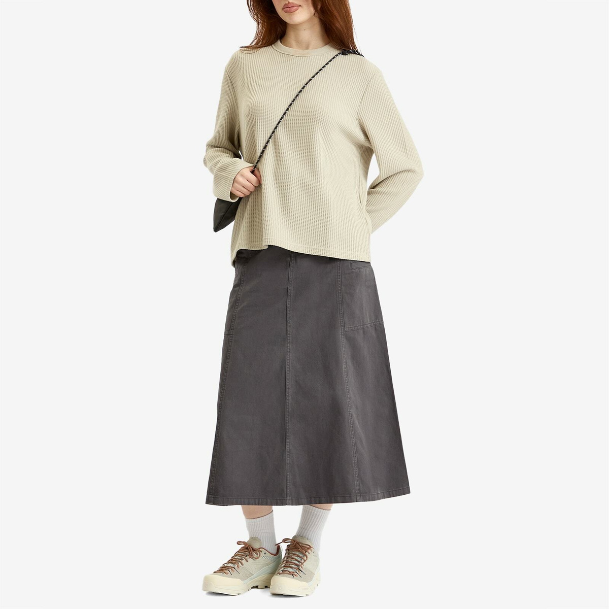 Gramicci Women's Voyager Midi Skirt in Fossil Grey Pigment