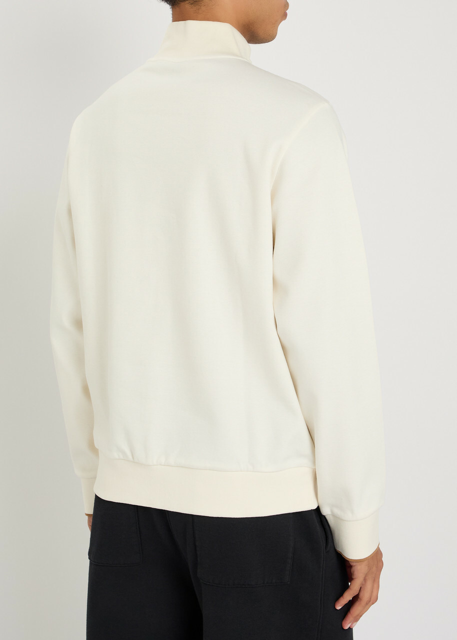 Boss Sidney Half-zip Cotton Jumper Ecru