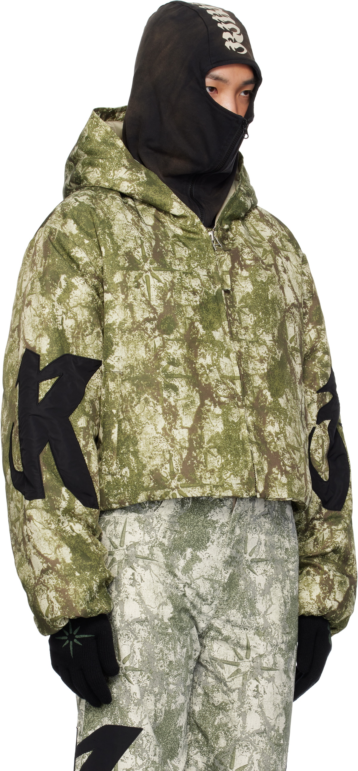 KUSIKOHC Green Pattern Anorak Windbreaker Jacket