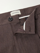 Oliver Spencer - Morton Straight-Leg Pleated Herringbone Stretch-Cotton Suit Trousers - Brown