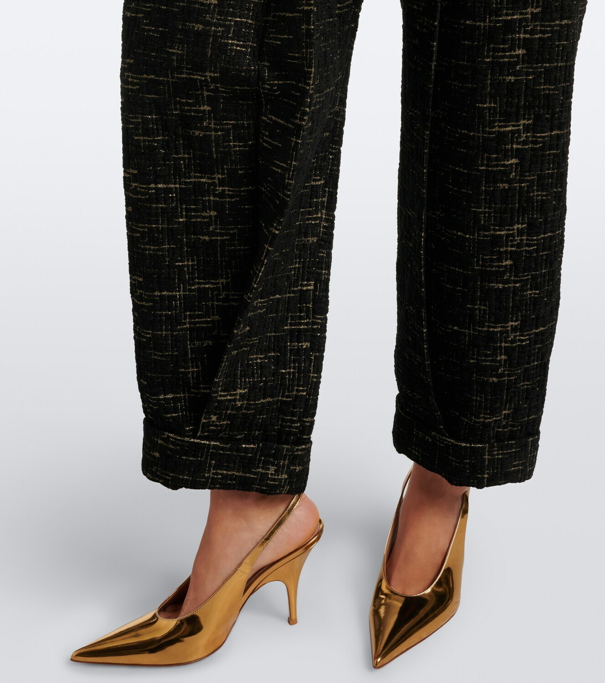La DoubleJ Pleated bouclé Lurex® barrel-leg pants