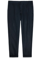 Che Tapered-leg Cropped Linen Trousers Navy
