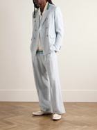 AMIRI - Wide-Leg Pleated Woven Suit Trousers - Blue