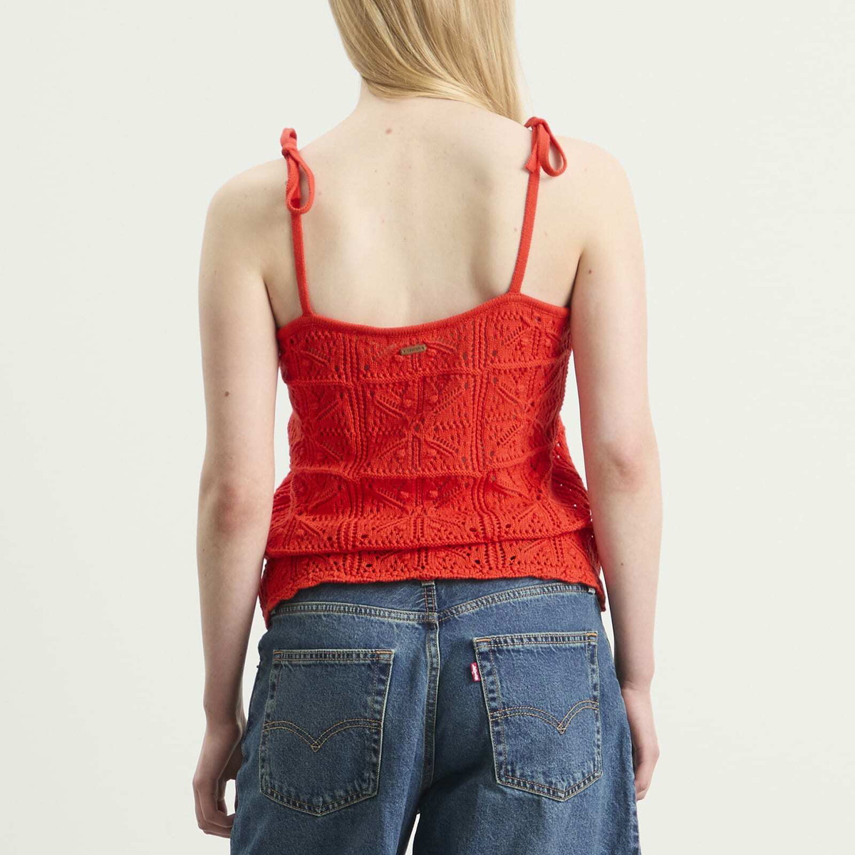 Levi's Women's Abbey Tie Shoulder Crochet Tank in Signal Red