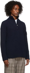Giorgio Armani Navy Neve Alpaca Quarter-Zip Sweater