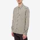 YMC Men's Curtis Stripe Woven Shirt in Ecru/Grey