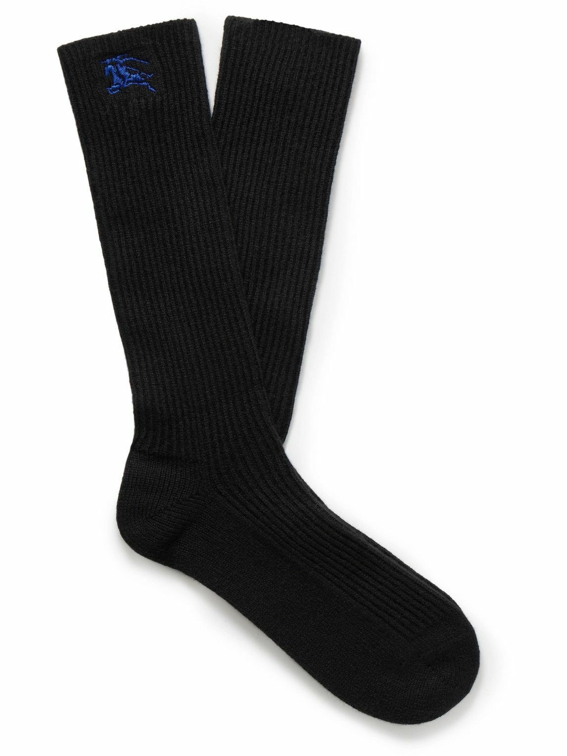 Photo: Burberry - Logo-Embroidered Ribbed Cashmere-Blend Socks - Black