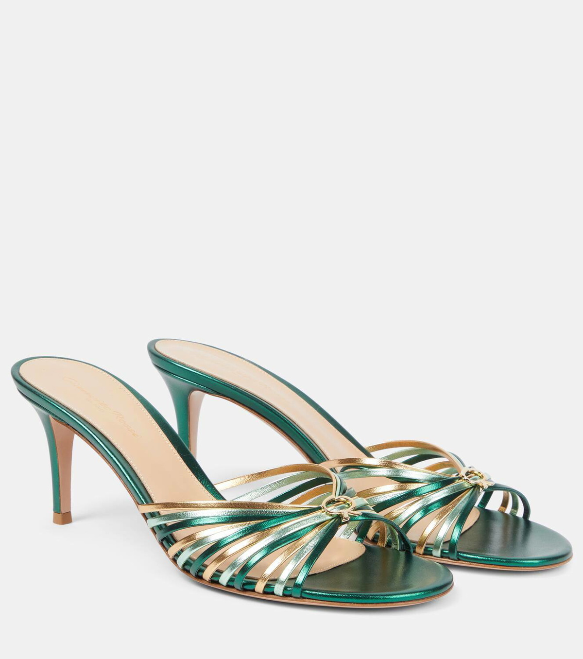 Gianvito Rossi Vyna 70 metallic leather mules