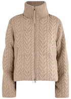 Varley Reggie Quilted Cable-knit Jacket Taupe
