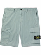 Stone Island - Straight-Leg Logo-Appliquéd Cotton-Blend Canvas Cargo Shorts - Blue