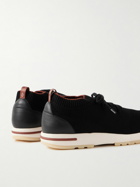 Loro Piana - 360 Flexy Walk Leather-Trimmed Knitted Wish® Wool Sneakers - Black