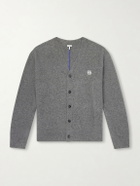 LOEWE - Logo-Embroidered Wool-Blend Cardigan - Gray