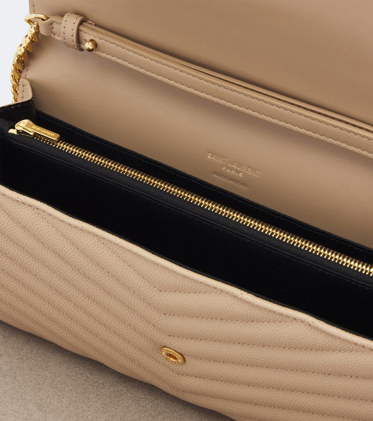 Saint Laurent Cassandre matelassé leather wallet on chain