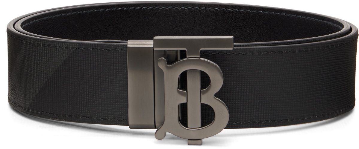 Burberry Black Check TB Reversible Belt