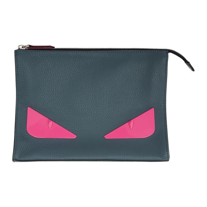 Photo: Fendi Grey and Pink Bag Bugs Pouch
