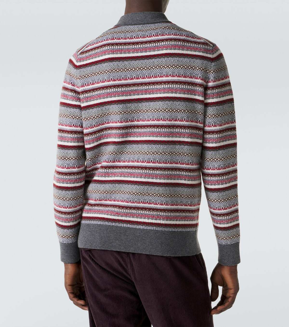 Eleventy Striped wool jacquard polo sweater