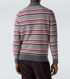 Eleventy Striped wool jacquard polo sweater